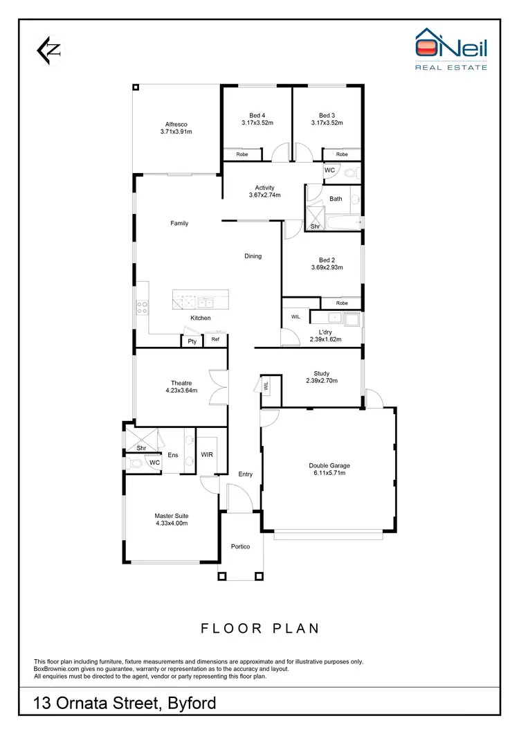 Floorplan of Homely house listing, 13 Ornata Street, Byford WA 6122