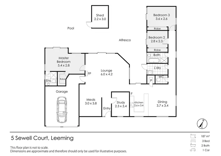 Floorplan of Homely house listing, 5 Sewell Court, Leeming WA 6149