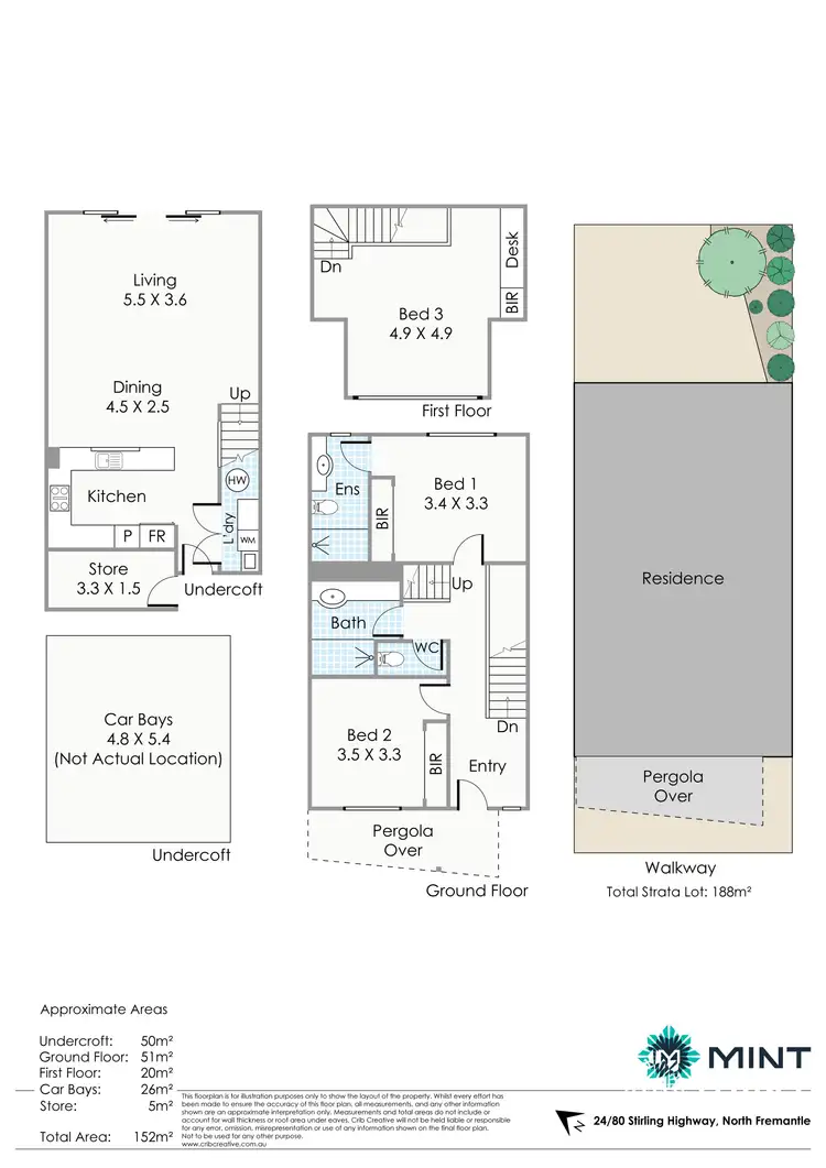 Floorplan of Homely townhouse listing, 24/80 Stirling Highway, North Fremantle WA 6159