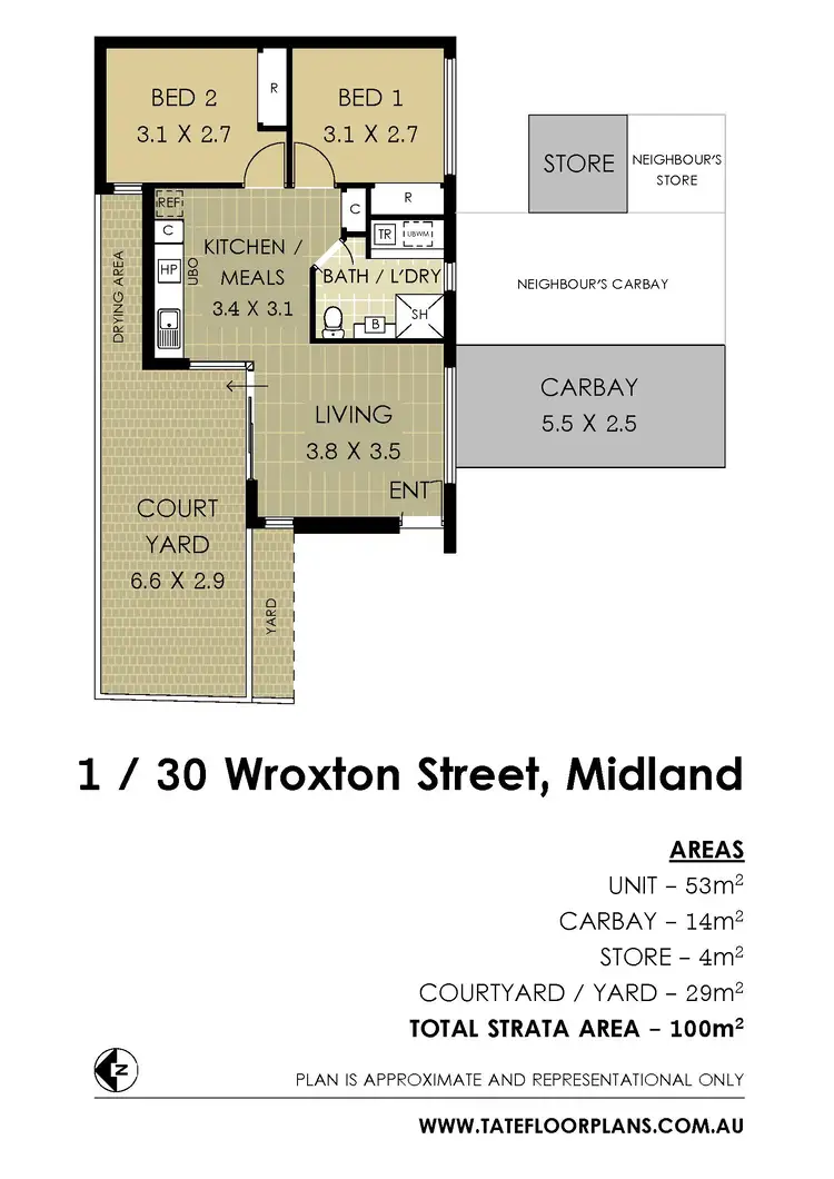 Floorplan of Homely unit listing, 1/30 Wroxton Street, Midland WA 6056