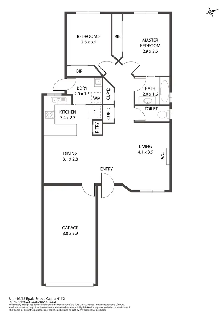 Floorplan of Homely villa listing, 16/15 Epala Street, Carina QLD 4152