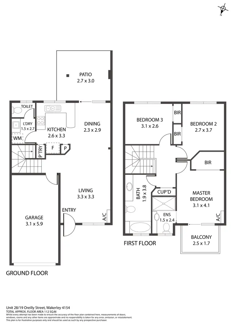 Floorplan of Homely townhouse listing, 28/19 O'Reilly Street, Wakerley QLD 4154