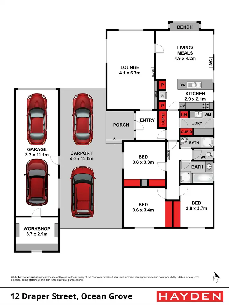Floorplan of Homely house listing, 12 Draper Street, Ocean Grove VIC 3226