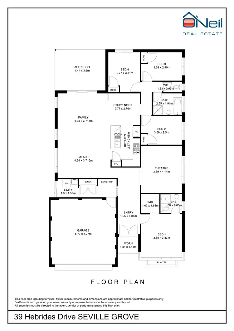 Floorplan of Homely house listing, 39 Hebrides Drive, Seville Grove WA 6112