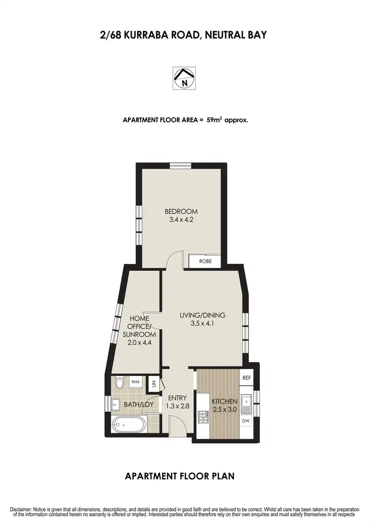 Floorplan of Homely apartment listing, 2/68 Kurraba Road, Neutral Bay NSW 2089