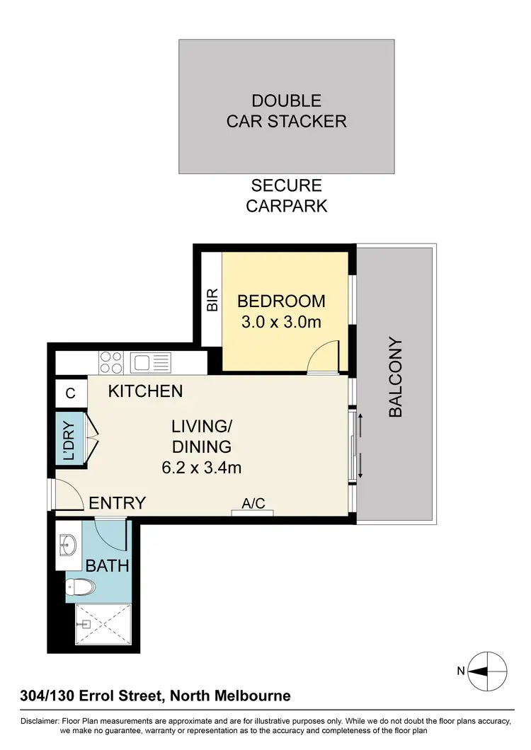 Floorplan of Homely apartment listing, 304/130 Errol Street, North Melbourne VIC 3051