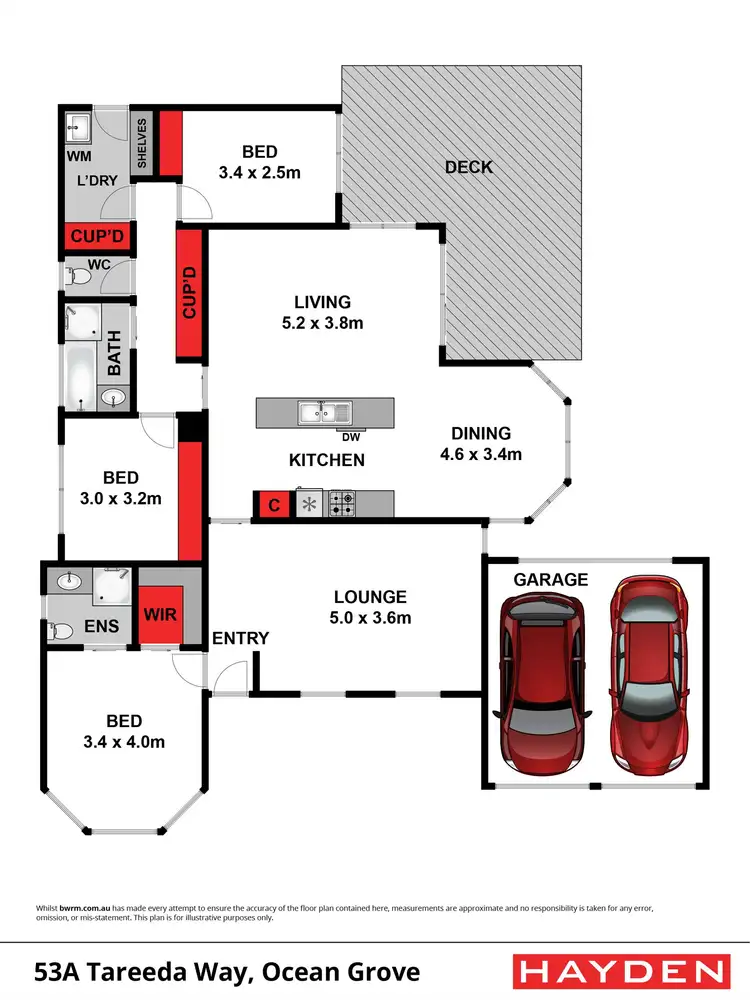 Floorplan of Homely unit listing, 53A Tareeda Way, Ocean Grove VIC 3226