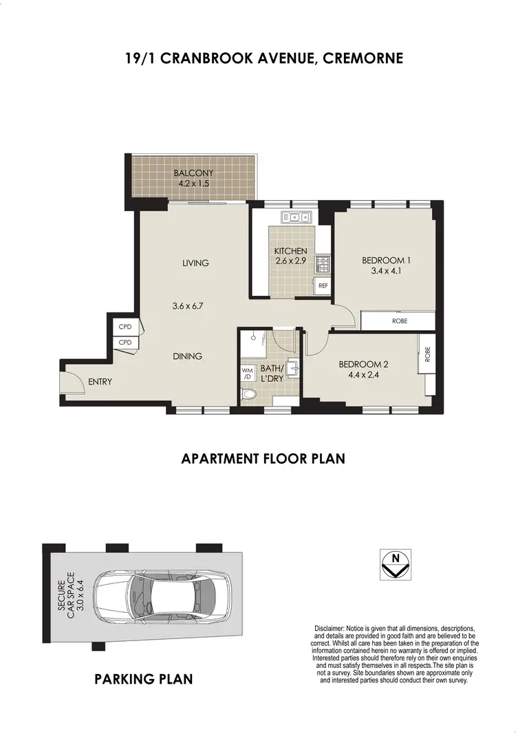 Floorplan of Homely apartment listing, 19/1 Cranbrook Avenue, Cremorne NSW 2090
