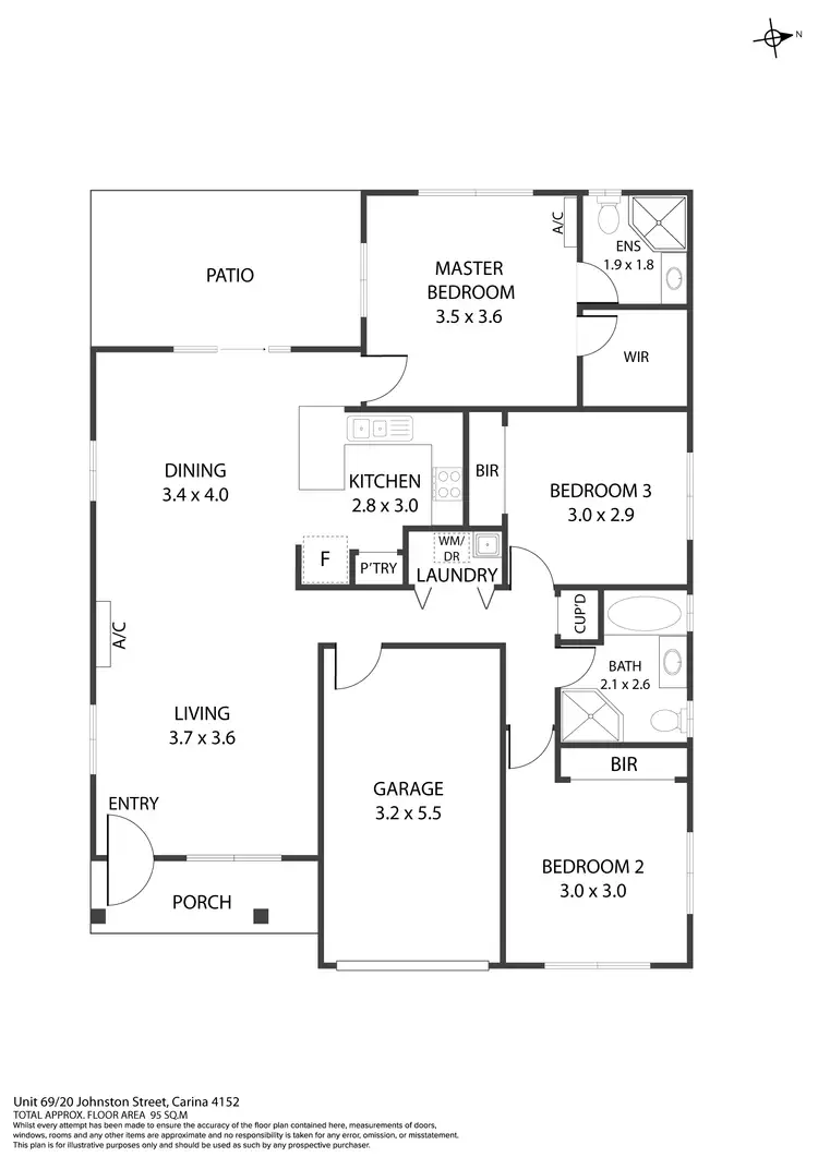Floorplan of Homely villa listing, 69/20 Johnston Street, Carina QLD 4152