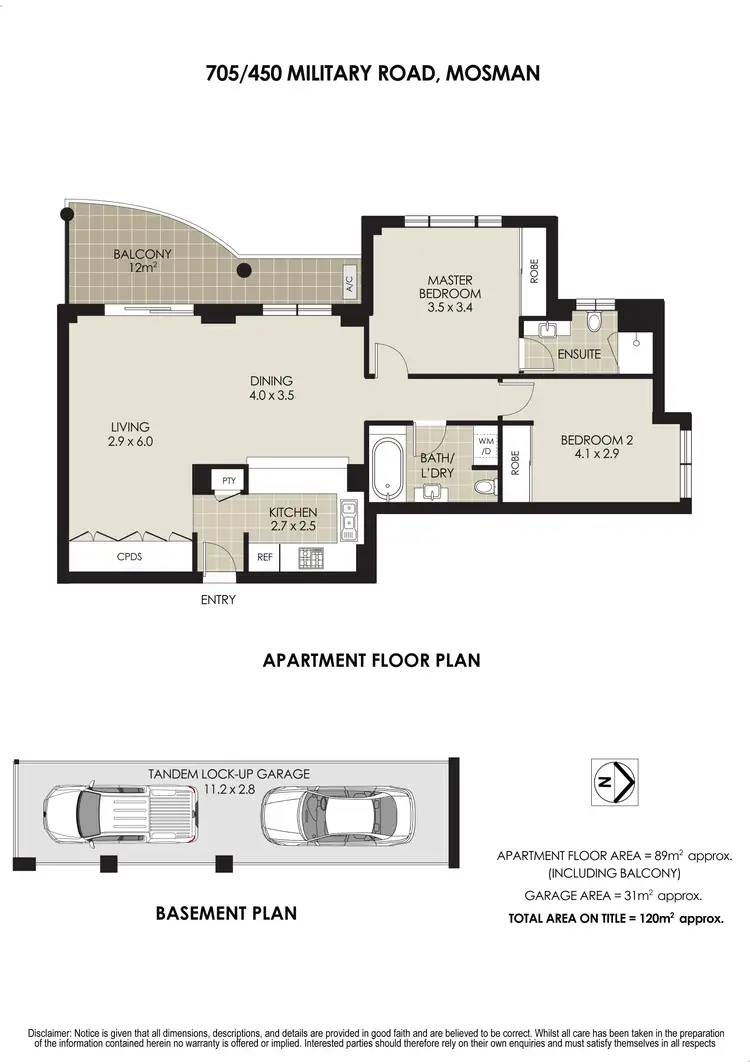 Floorplan of Homely apartment listing, 705/450 Military Road, Mosman NSW 2088