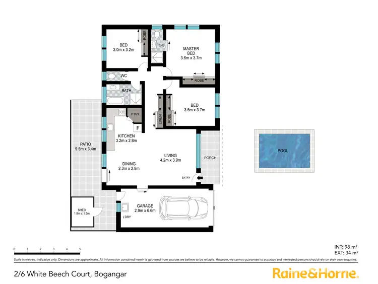 Floorplan of Homely semi-detached listing, 2/6 White Beech Court, Bogangar NSW 2488