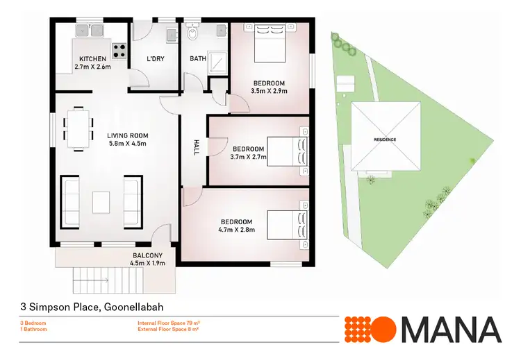 Floorplan of Homely house listing, 3 Simpson Place, Goonellabah NSW 2480