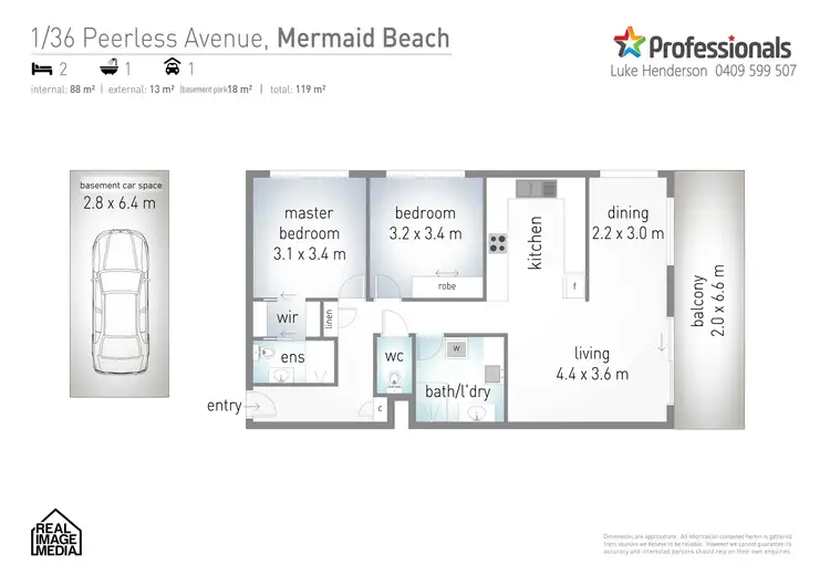 Floorplan of Homely unit listing, 1/36 Peerless Avenue, Mermaid Beach QLD 4218