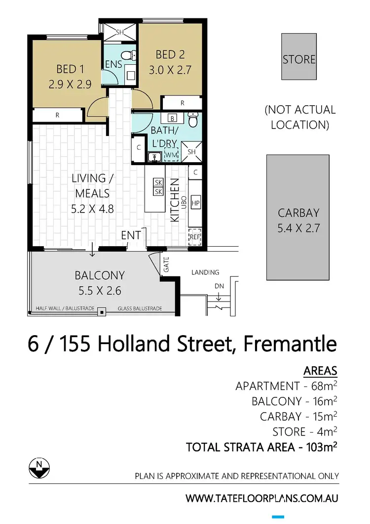 Floorplan of Homely apartment listing, 6/155 Holland Street, Fremantle WA 6160