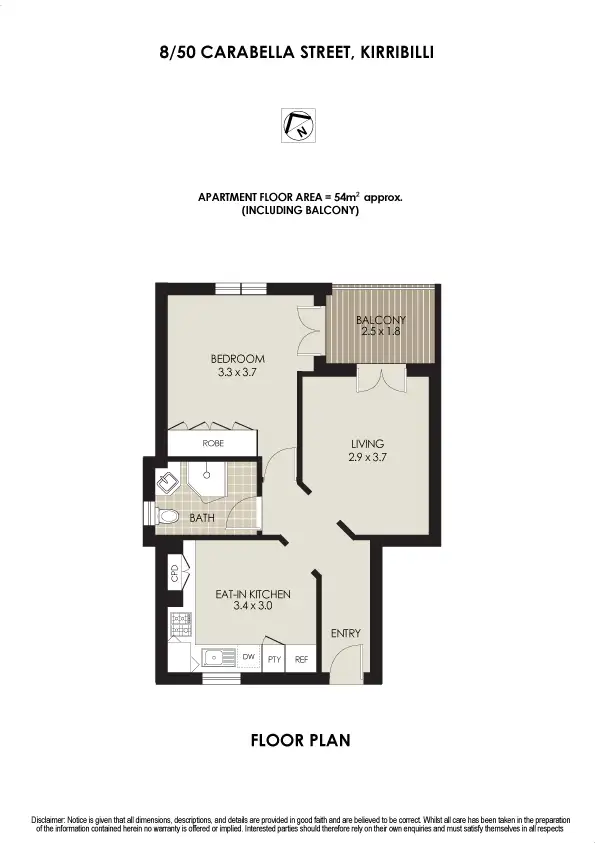 Floorplan of Homely apartment listing, 8/50 Carabella Street, Kirribilli NSW 2061