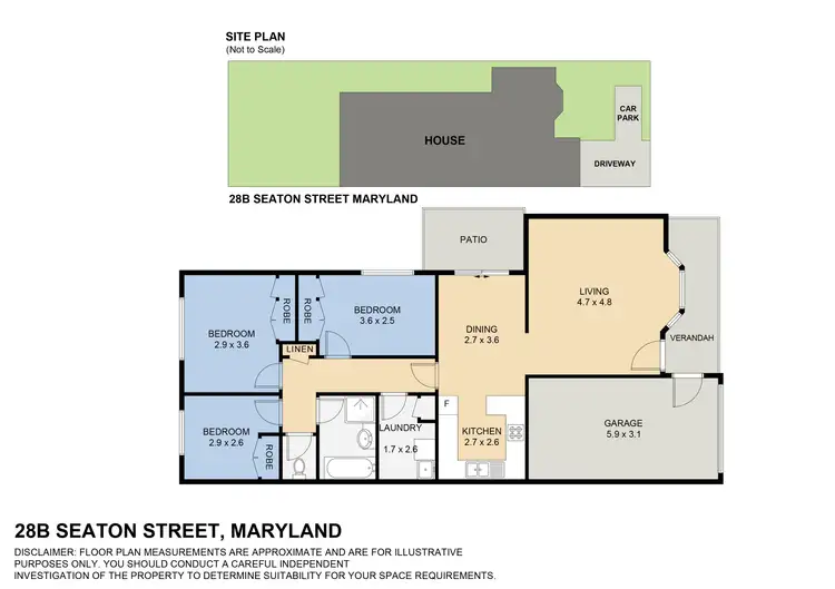 Floorplan of Homely semi-detached listing, 28B Seaton Street, Maryland NSW 2287