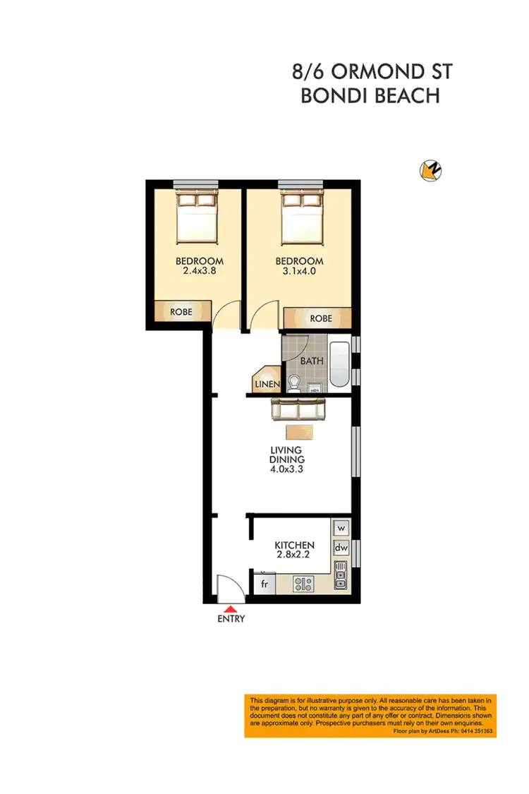 Floorplan of Homely apartment listing, 1.04/5-7 Ormond Street, Bondi Beach NSW 2026