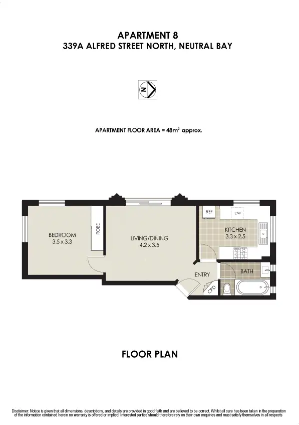 Floorplan of Homely apartment listing, 8/339a Alfred Street, Neutral Bay NSW 2089