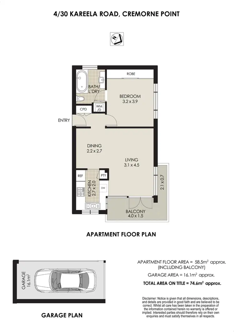 Floorplan of Homely apartment listing, 4/30 Kareela Road, Cremorne Point NSW 2090