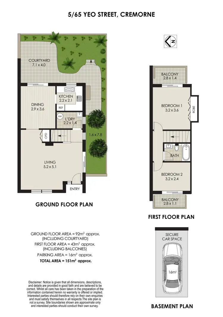 Floorplan of Homely townhouse listing, 5/65 Yeo Street, Cremorne NSW 2090