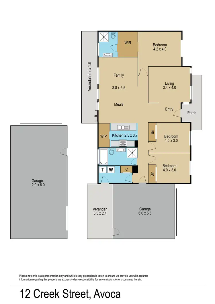 Floorplan of Homely house listing, 12 Creek Street, Avoca VIC 3467