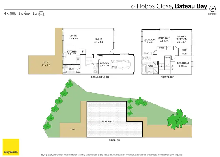 Floorplan of Homely semi-detached listing, 6 Hobbs Close, Bateau Bay NSW 2261