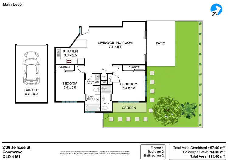 Floorplan of Homely unit listing, 2/36 Jellicoe Street, Coorparoo QLD 4151