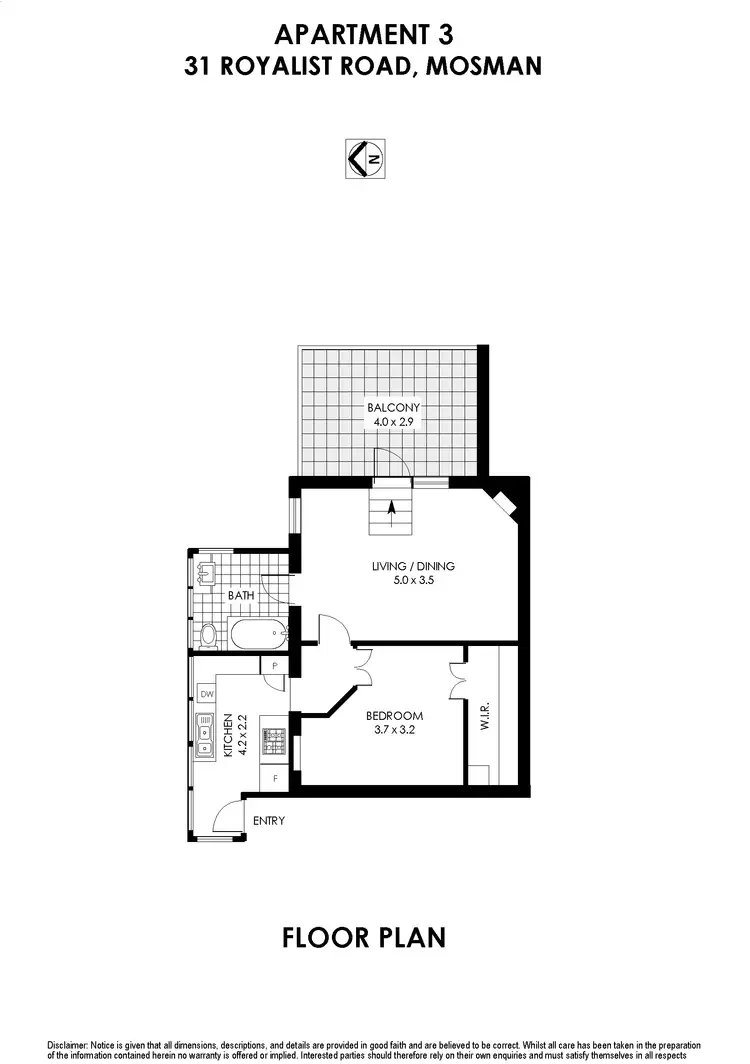 Floorplan of Homely apartment listing, 3/31 Royalist Road, Mosman NSW 2088