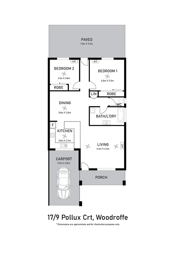Floorplan of Homely unit listing, 17/9 Pollux Court, Woodroffe NT 830