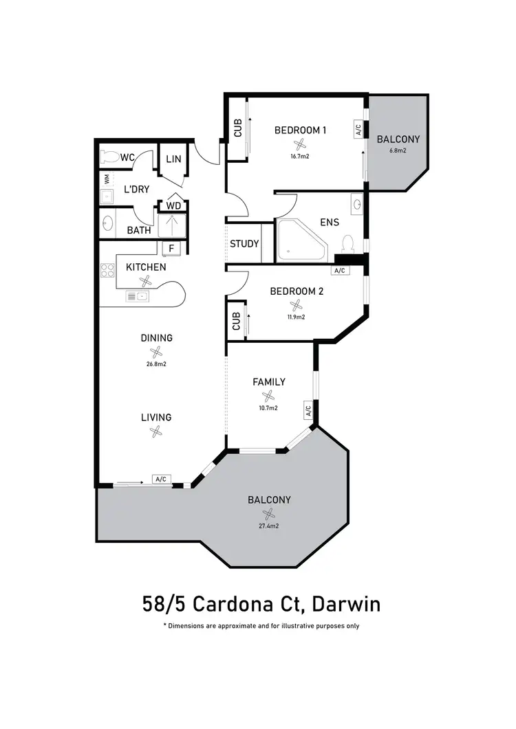 Floorplan of Homely apartment listing, 58/5 Cardona Court, Darwin City NT 800