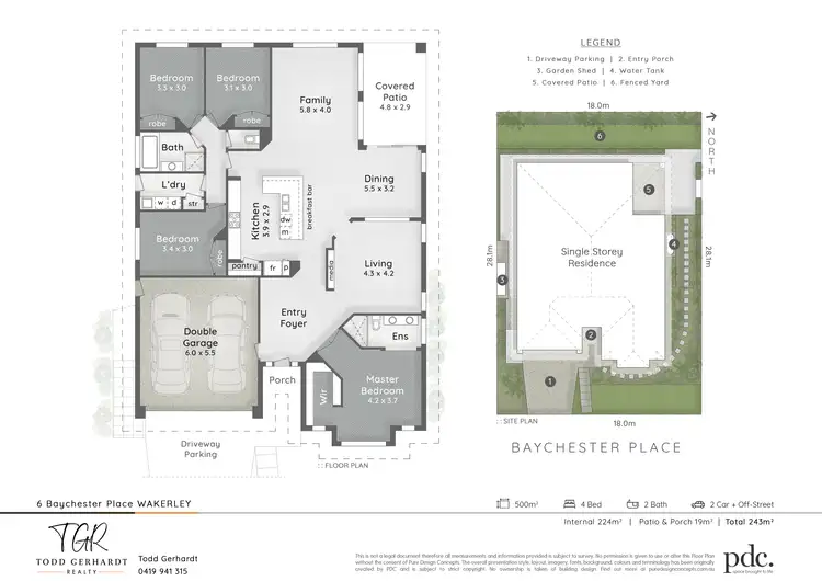 Floorplan of Homely house listing, 6 Baychester Place, Wakerley QLD 4154