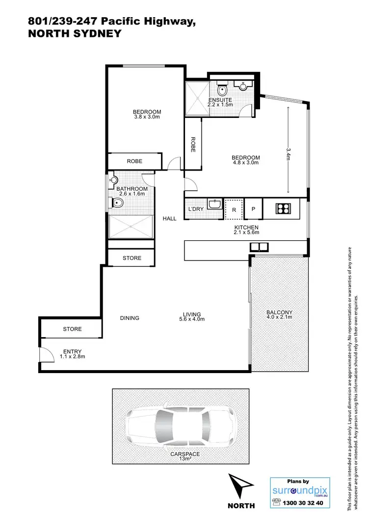 Floorplan of Homely apartment listing, 801/245 Pacific Highway, North Sydney NSW 2060