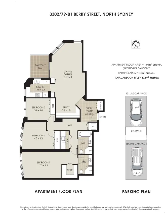 Floorplan of Homely apartment listing, 3302/79-81 Berry Street, North Sydney NSW 2060
