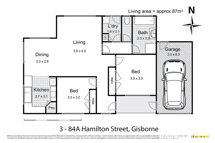Floorplan of Homely unit listing, 3/84A Hamilton Street, Gisborne VIC 3437