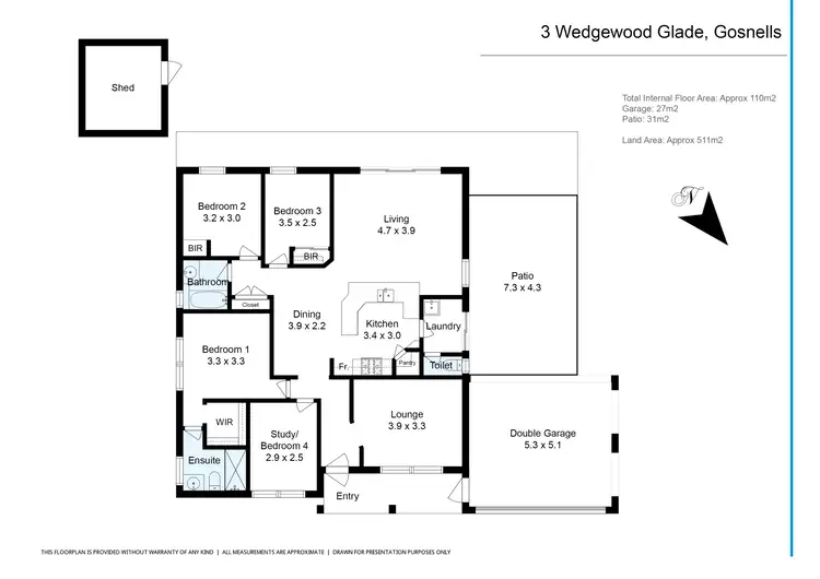 Floorplan of Homely house listing, 3 Wedgewood  Glade, Gosnells WA 6110