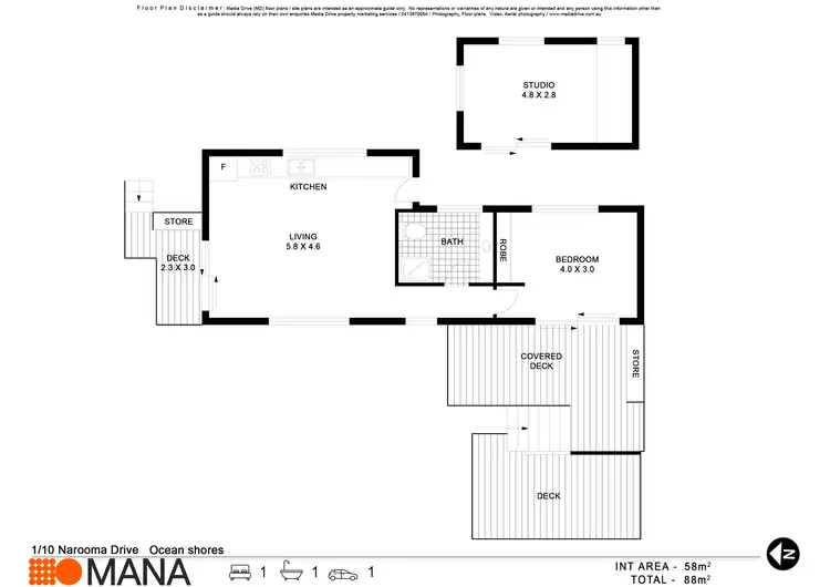 Floorplan of Homely unit listing, 1/10 Narooma Drive, Ocean Shores NSW 2483