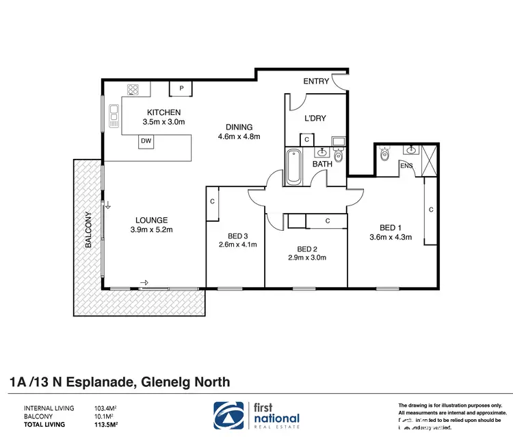 Floorplan of Homely apartment listing, 1A/13 North Esplanade, Glenelg North SA 5045