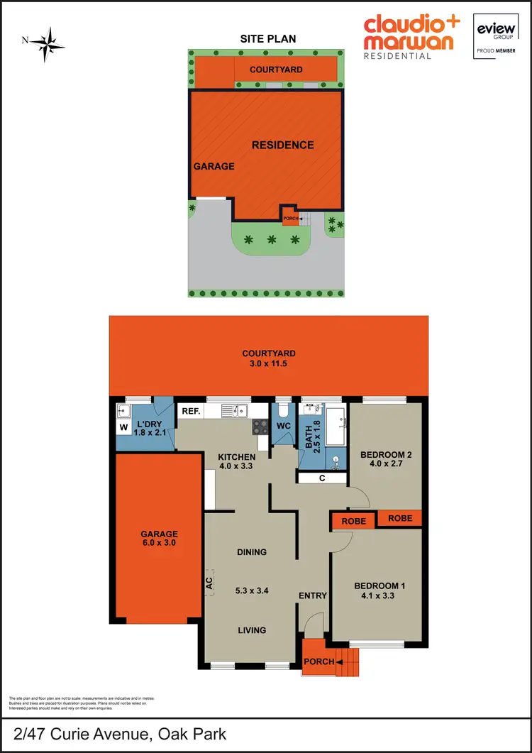 Floorplan of Homely unit listing, 2/47 Curie Avenue, Oak Park VIC 3046