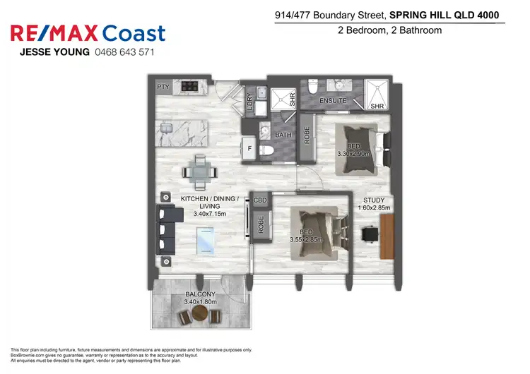 Floorplan of Homely apartment listing, 914/477 Boundary Street, Spring Hill QLD 4000