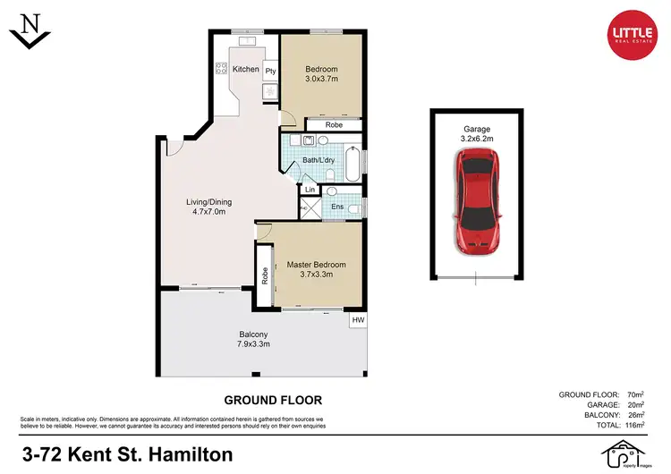 Floorplan of Homely unit listing, 3/72 Kent Street, Hamilton QLD 4007