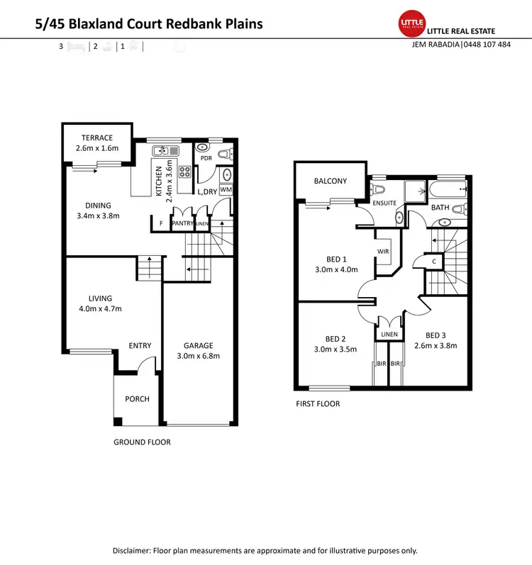 Floorplan of Homely townhouse listing, 5/45 Blaxland Crescent, Redbank Plains QLD 4301