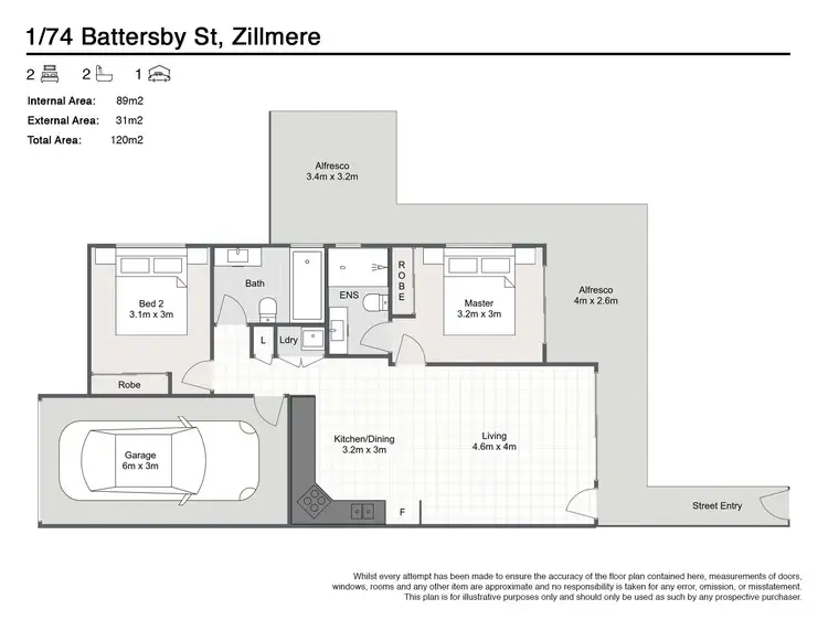 Floorplan of Homely unit listing, 1/74 Battersby Street, Zillmere QLD 4034