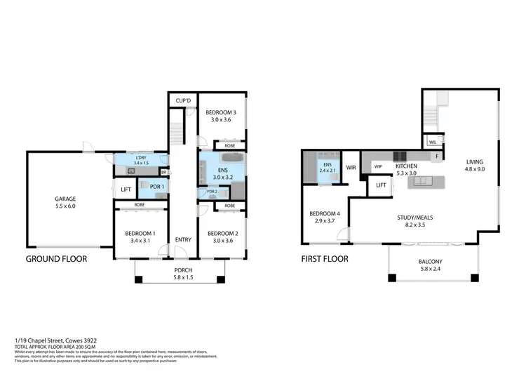 Floorplan of Homely townhouse listing, 1/19 Chapel Street, Cowes VIC 3922