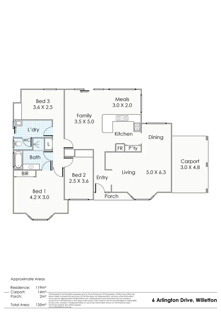 Floorplan of Homely house listing, 6 Arlington Drive, Willetton WA 6155