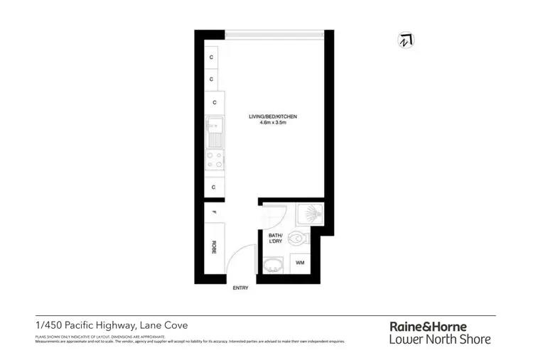Floorplan of Homely studio listing, 1/450 Pacific Highway, Lane Cove NSW 2066