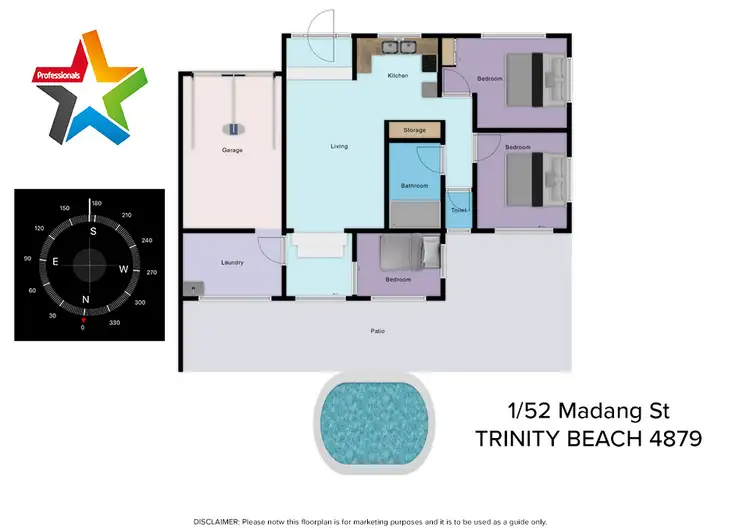 Floorplan of Homely unit listing, 1/52 Madang Street, Trinity Beach QLD 4879