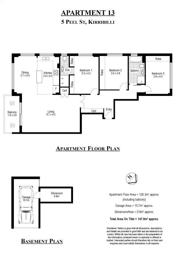 Floorplan of Homely apartment listing, 13/5-7 Peel Street, Kirribilli NSW 2061