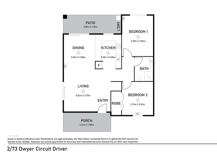 Floorplan of Homely semi-detached listing, 2/73 Dwyer Circuit, Driver NT 830