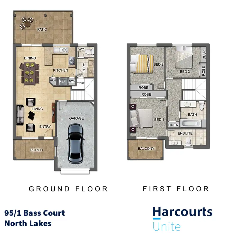 Floorplan of Homely townhouse listing, 95/1 Bass Court, North Lakes QLD 4509