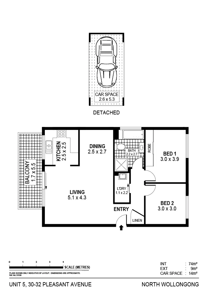 Floorplan of Homely unit listing, 5/30-32 Pleasant Avenue, North Wollongong NSW 2500